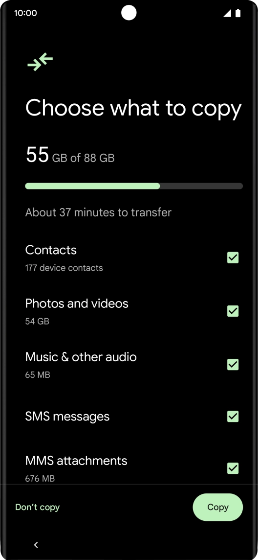 Press the fields next to the required data types. Press the fields next to the required data types.