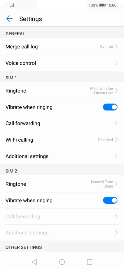 Press Additional settings. Press Additional settings.