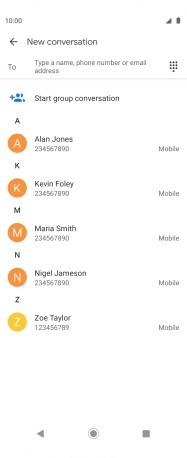 Press To and key in the first letters of the recipient's name. Press To and key in the first letters of the recipient's name.