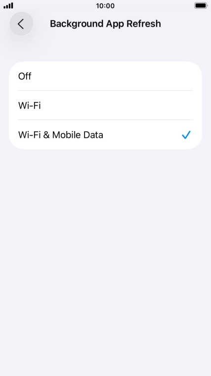 To turn off background refresh of apps, press Off. To turn off background refresh of apps, press Off.