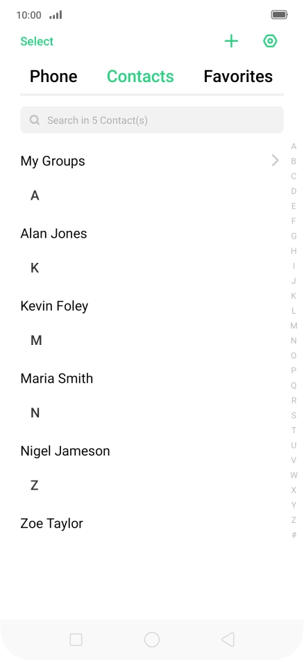 Press the new contact icon. Press the new contact icon.