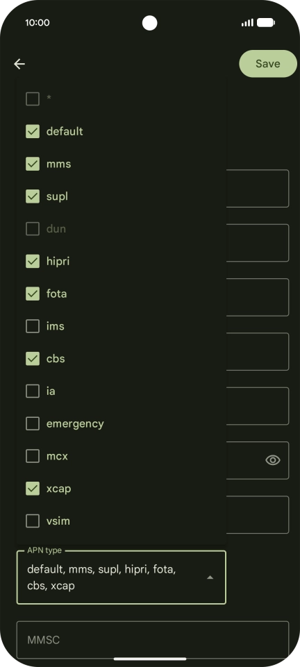 Press default to turn on the setting. Press default to turn on the setting.