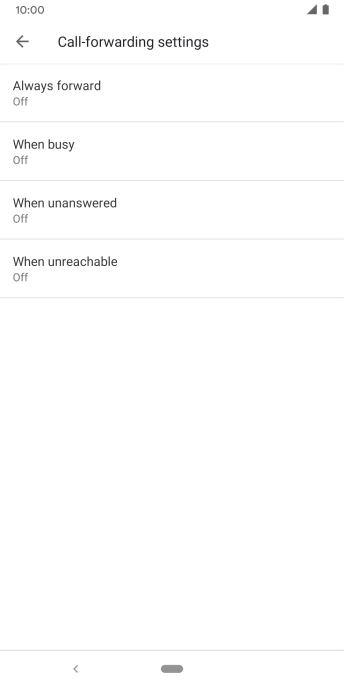 Press the required divert type. Press the required divert type.