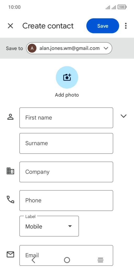 Press First name and key in the first name. Press First name and key in the first name.