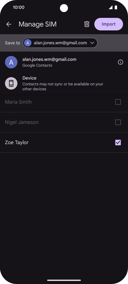 Press the required Google account. Press the required Google account.