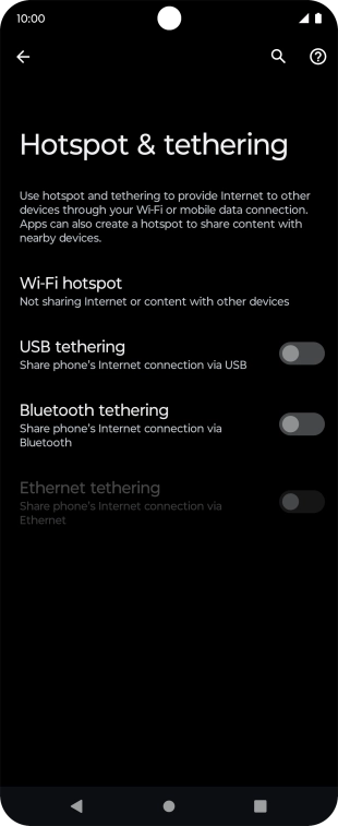 Press Wi-Fi hotspot. Press Wi-Fi hotspot.