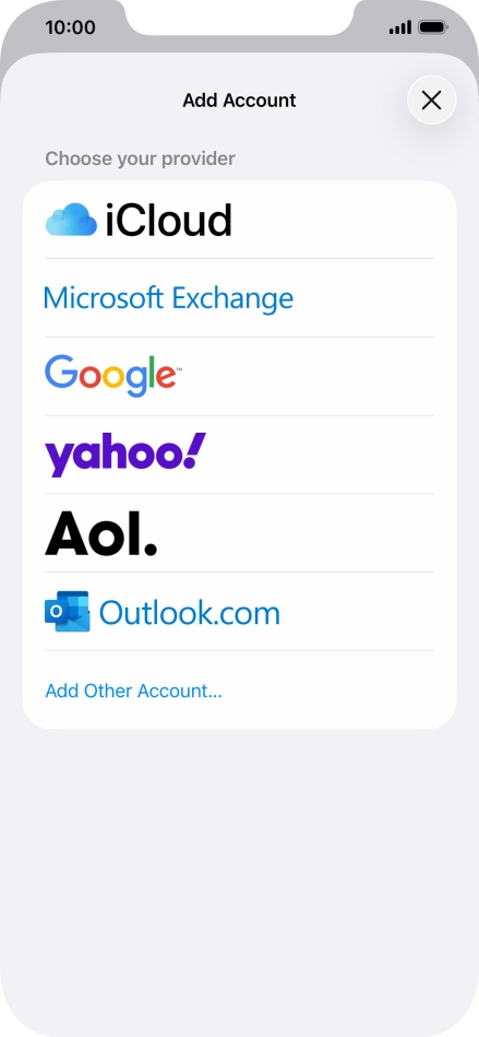 Press Add Other Account.... Press Add Other Account....