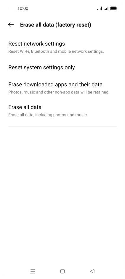 Press Erase all data. Press Erase all data.