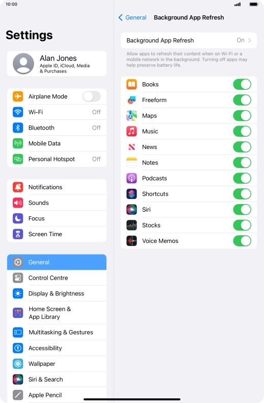 Press Background App Refresh. Press Background App Refresh.
