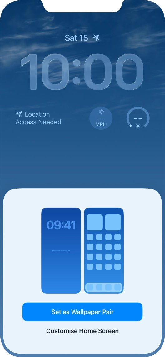 To use the same colour theme on the home screen, press Set as Wallpaper Pair. To use the same colour theme on the home screen, press Set as Wallpaper Pair.