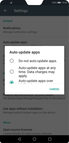 To turn off automatic update of apps, press Do not auto-update apps.. To turn off automatic update of apps, press Do not auto-update apps..