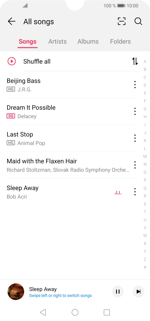 Press the song title at the bottom of the screen. Press the song title at the bottom of the screen.
