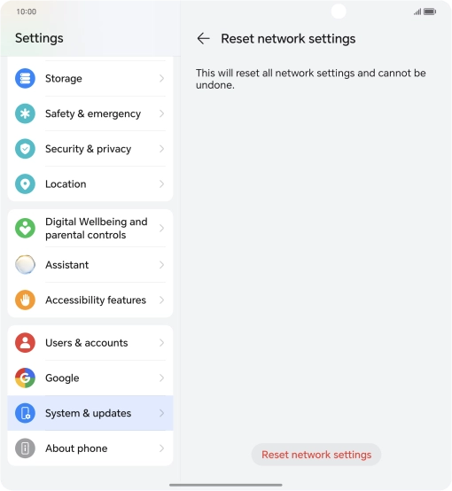 Press Reset network settings. Press Reset network settings.