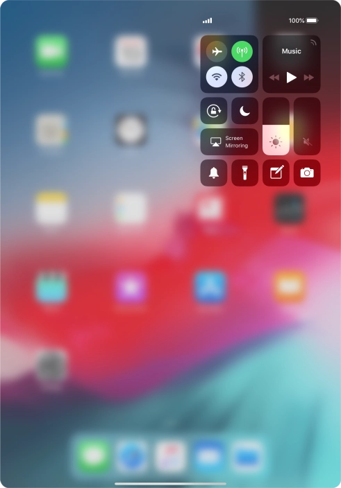 Press the flight mode icon to turn the function on or off. Press the flight mode icon to turn the function on or off.