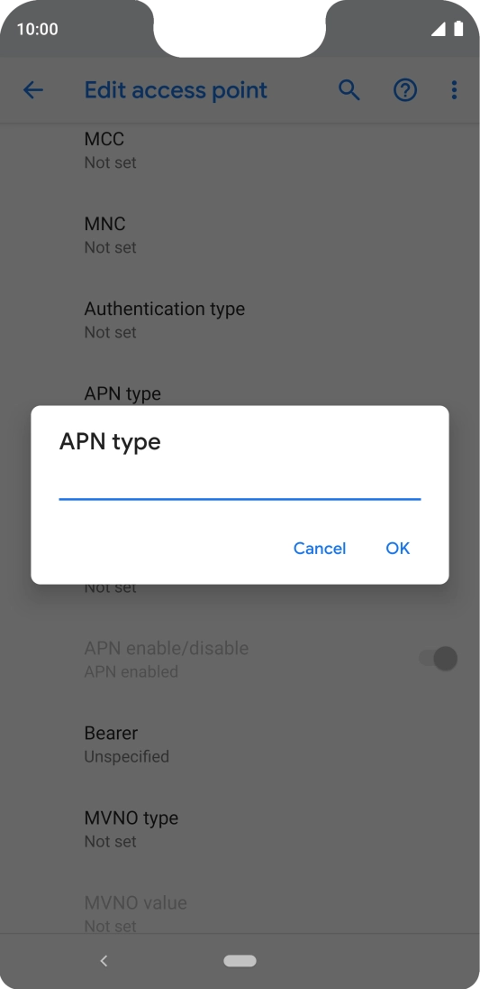 Key in default and press OK. Key in default and press OK.