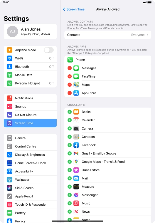 Press the remove icon next to the required app to remove it from the list of allowed apps during Downtime. Press the remove icon next to the required app to remove it from the list of allowed apps during Downtime.