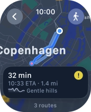 Turn the Digital Crown to see the suggested routes. Turn the Digital Crown to see the suggested routes.