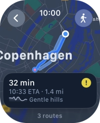Turn the Digital Crown to see the suggested routes. Turn the Digital Crown to see the suggested routes.