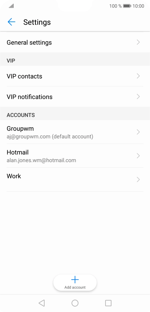 Press the required email account. Press the required email account.