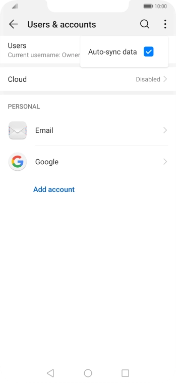 Press Auto-sync data to turn the function on or off. Press Auto-sync data to turn the function on or off.