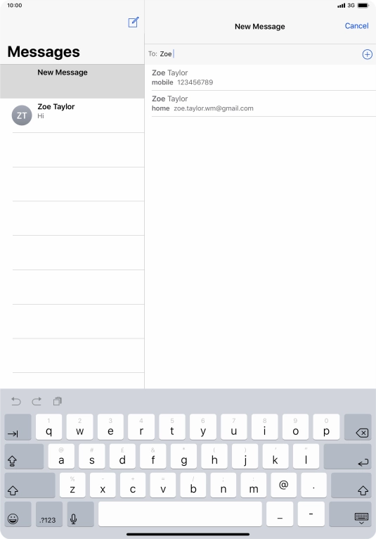 Press the required contact. Press the required contact.
