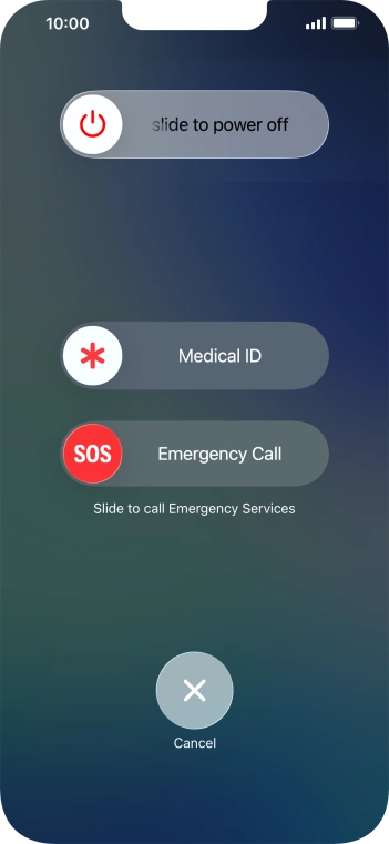 Press and drag the power off icon right. Press and drag the power off icon right.