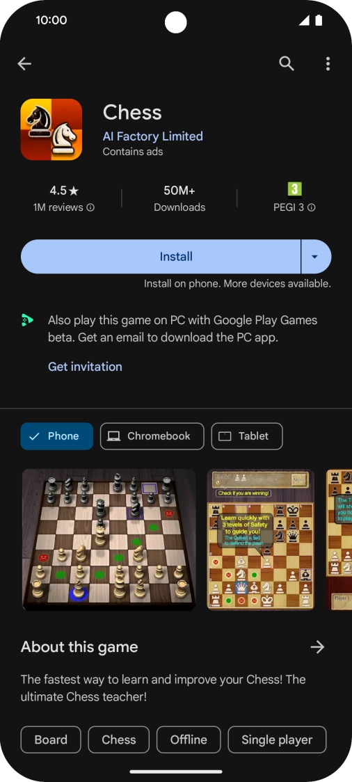 Press Install and follow the instructions on the screen to install the app. Press Install and follow the instructions on the screen to install the app.