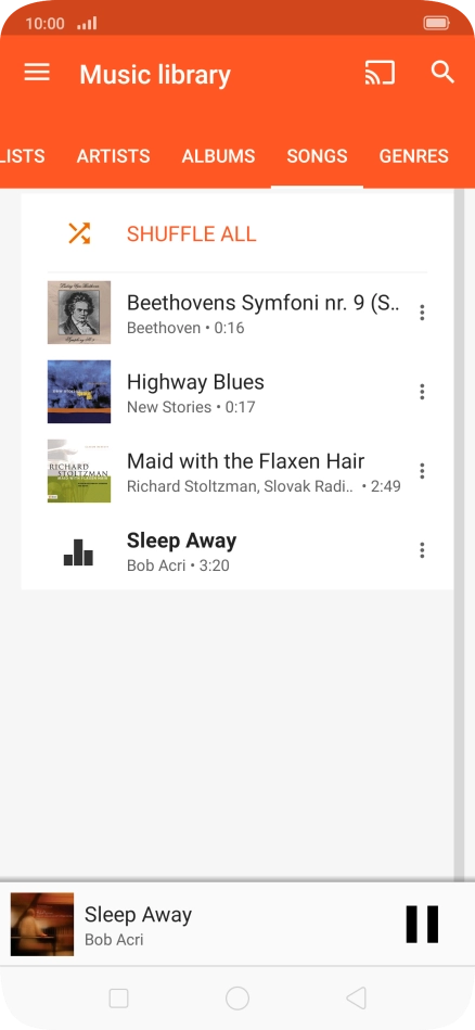 Press the song title at the bottom of the screen. Press the song title at the bottom of the screen.