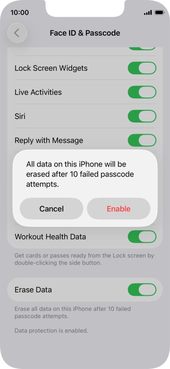 If you turn on the function, press Enable. If you turn on the function, press Enable.