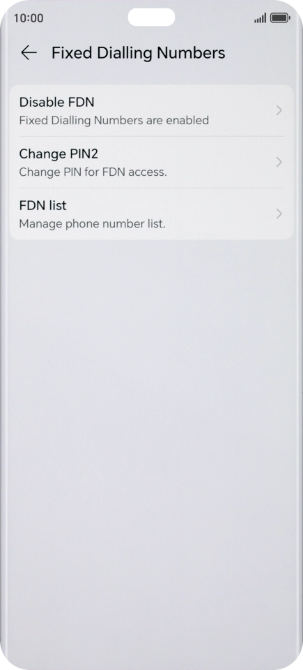 Press Disable FDN. Press Disable FDN.