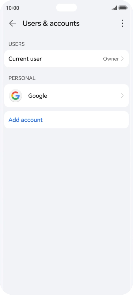 Press Add account. Press Add account.