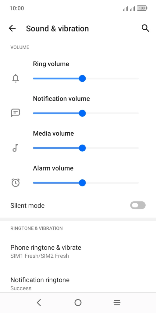 Press Phone ringtone & vibrate. Press Phone ringtone & vibrate.