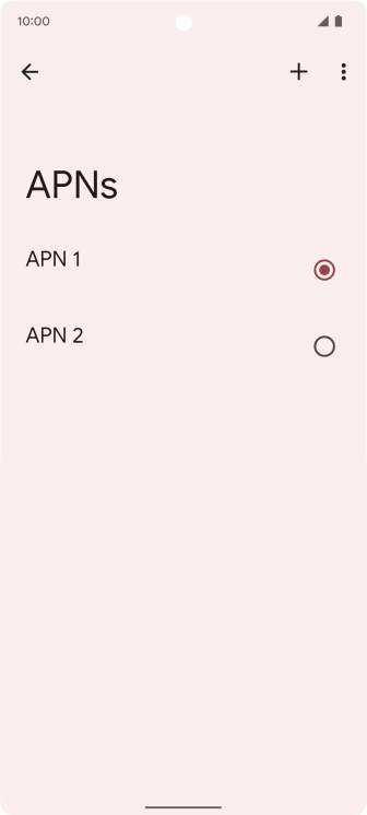 Press the field next to the required data connection to activate it. Press the field next to the required data connection to activate it.