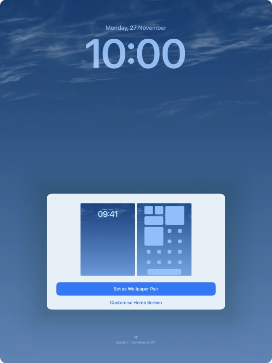 To use the same colour theme on the home screen, press Set as Wallpaper Pair. To use the same colour theme on the home screen, press Set as Wallpaper Pair.