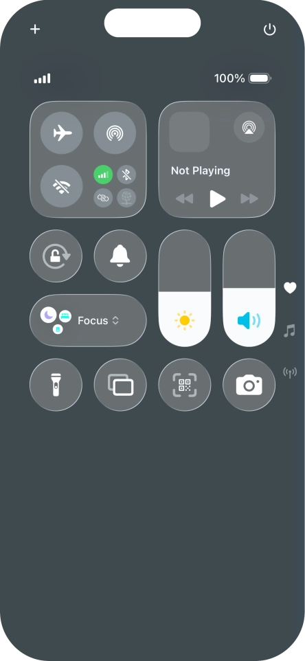 Press the flight mode icon to turn the function on or off. Press the flight mode icon to turn the function on or off.