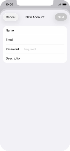 Press Password and key in the password for your email account. Press Password and key in the password for your email account.
