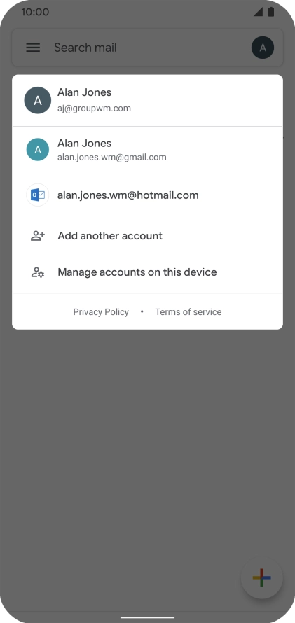 Press the required email account. Press the required email account.