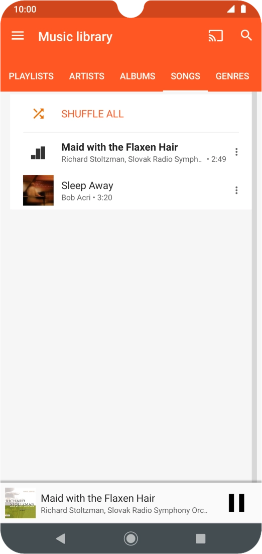 Press the song title at the bottom of the screen. Press the song title at the bottom of the screen.