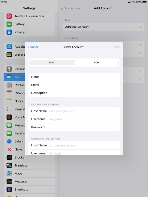 Press Host Name and key in the name of your email provider's incoming server. Press Host Name and key in the name of your email provider's incoming server.