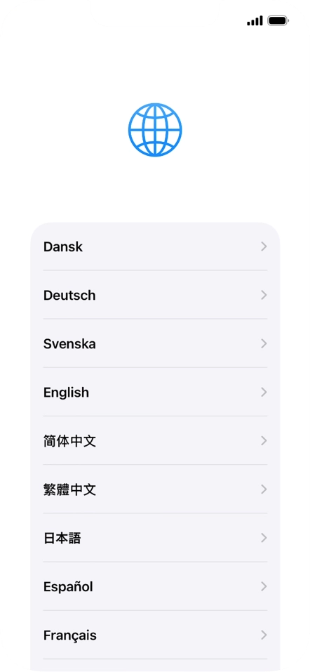 Press the required language. Press the required language.