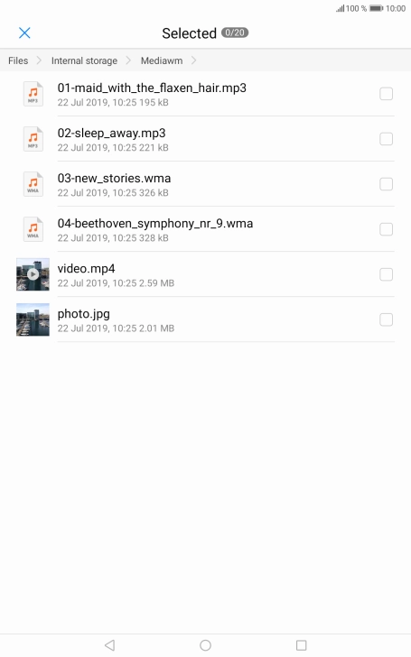 Press the required file. Press the required file.