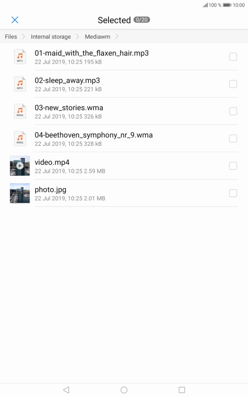 Press the required file. Press the required file.
