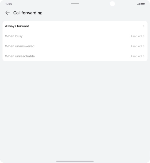 Press the required divert type. Press the required divert type.