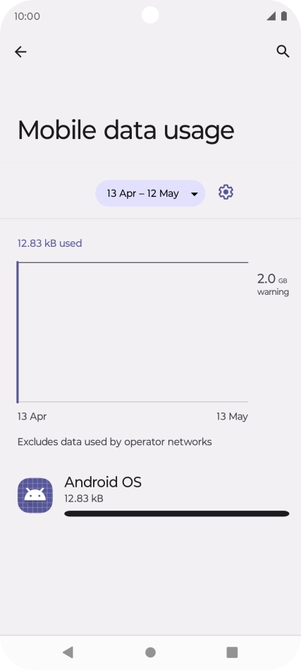 The data usage for each application is displayed below the name of the application. The data usage for each application is displayed below the name of the application.