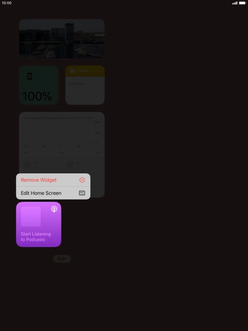 Press the required widget. Press the required widget.