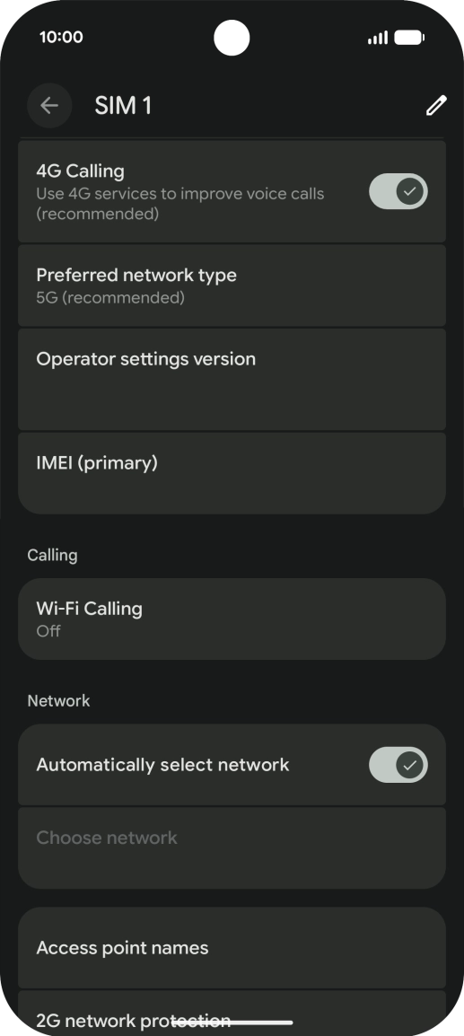 Press Preferred network type. Press Preferred network type.