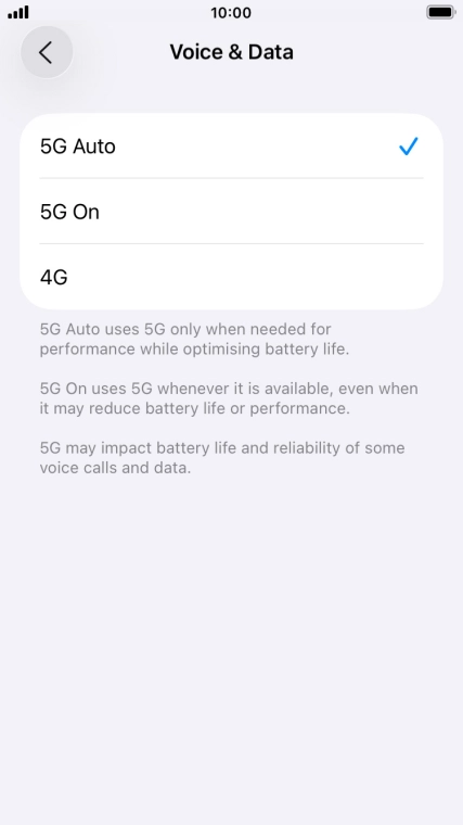 To turn on automatic switch between 5G and 4G, press 5G Auto. To turn on automatic switch between 5G and 4G, press 5G Auto.