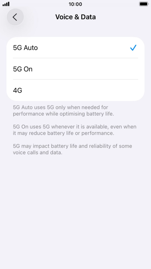 To turn on automatic switch between 5G and 4G, press 5G Auto. To turn on automatic switch between 5G and 4G, press 5G Auto.