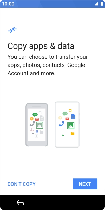 You can transfer the contents of another phone to your phone when it's activated for the first time and after a factory reset. When this screen is displayed, your phone is ready to transfer contents from another phone. You can transfer the contents of another phone to your phone when it's activated for the first time and after a factory reset. When this screen is displayed, your phone is ready to transfer contents from another phone.