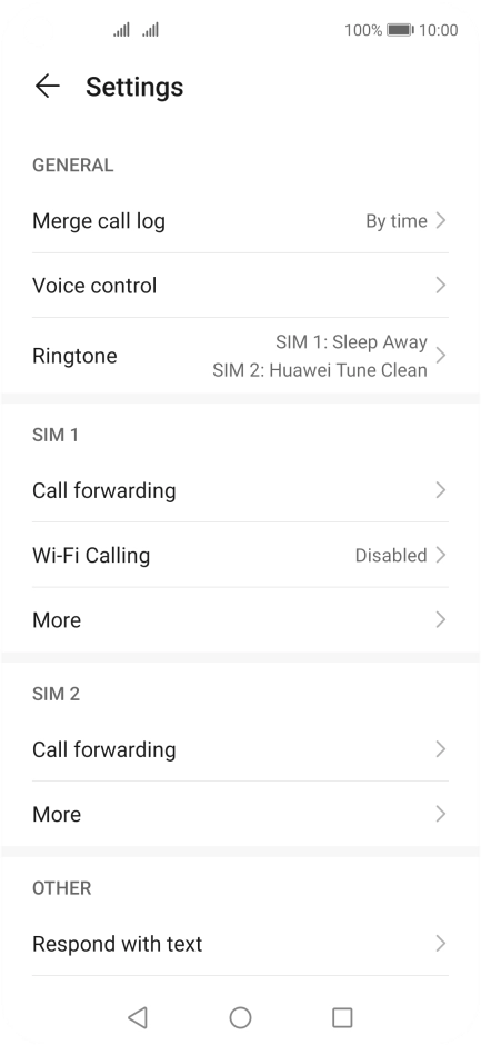 Press Call forwarding below the required SIM. Press Call forwarding below the required SIM.
